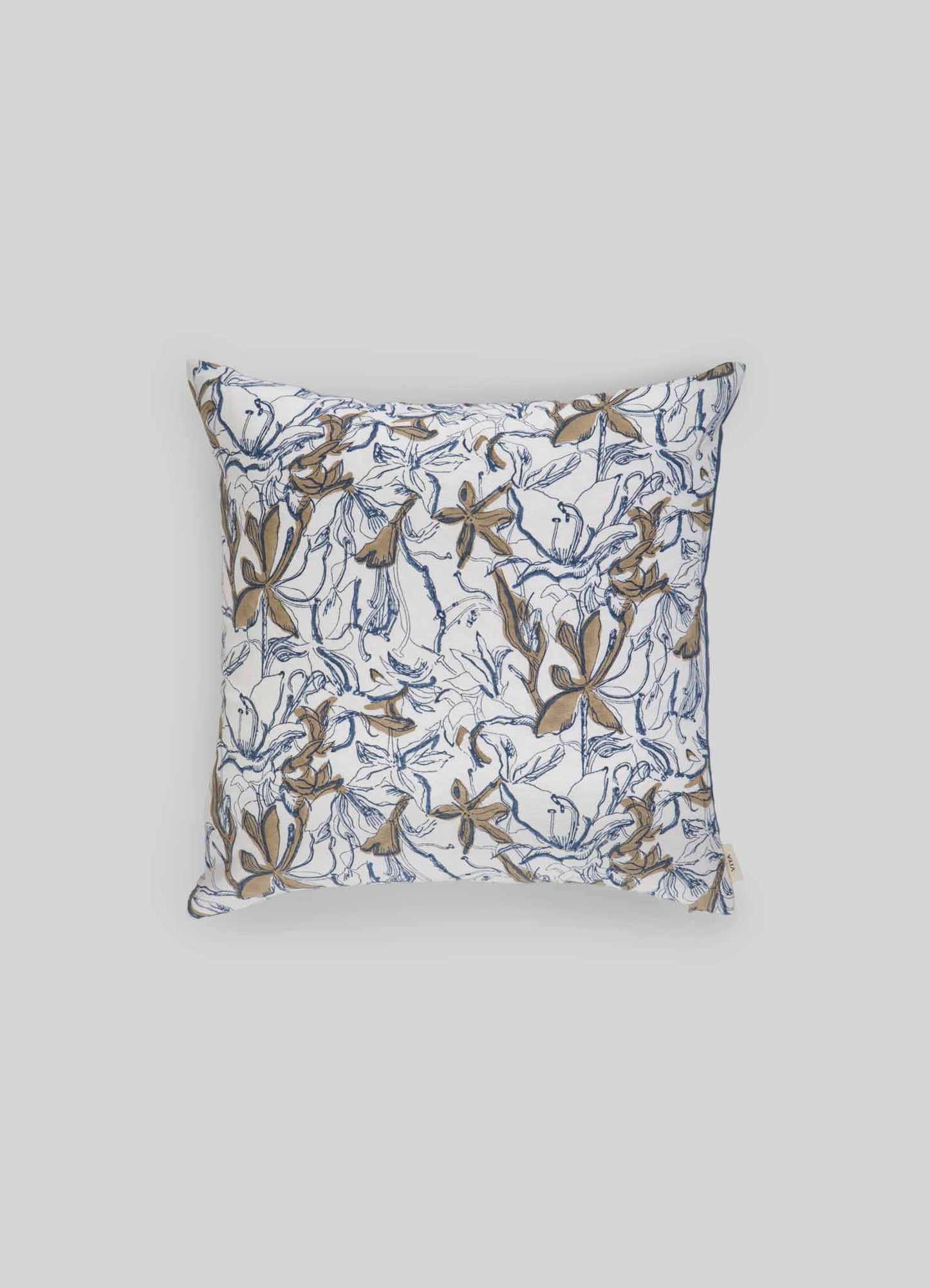 Housse De Coussin Bleu Et Marron Spring Bouquet 45 X 45 Cm