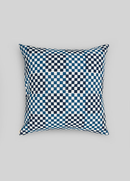Checkered pillow cover with blue and white pattern viya luxury cushion cushions cushion cover