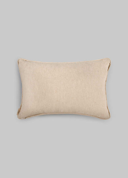 The Viya Dreamscape Green Embroidered Checks Cushion Cover (12"x18") features a classic embroidered design, displayed centered on a light gray background.