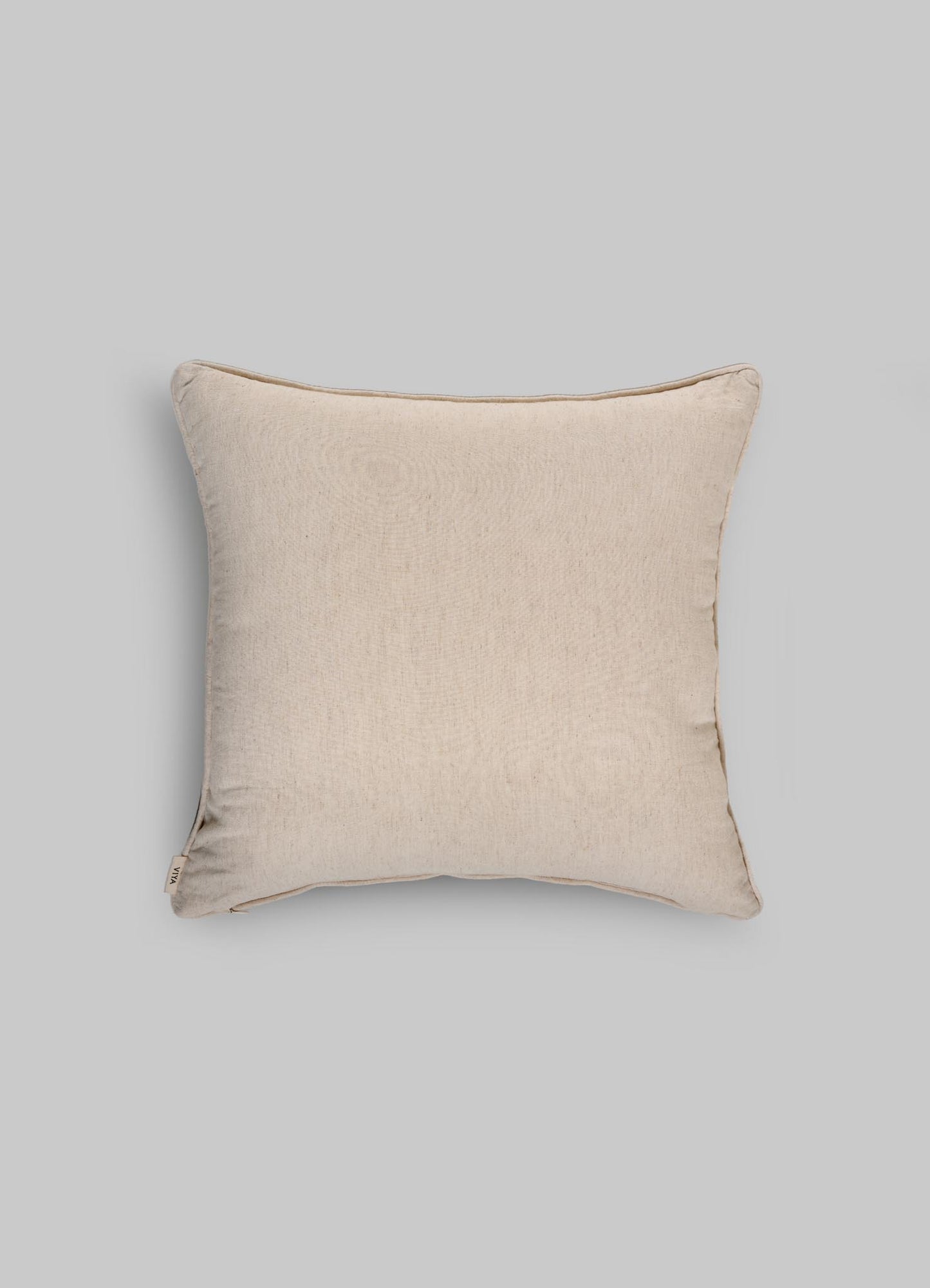 The Viya Dreamscape Green Embroidered Mounds Cushion Cover 18"x18" showcases elegant embroidery and textured fabric, beautifully photographed against a light gray background.