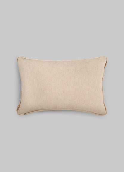 The Viya Dreamscape Orange Embroidered Mounds Cushion Cover, sized 12"x18", features a simple embroidered design and is displayed against a light gray background.