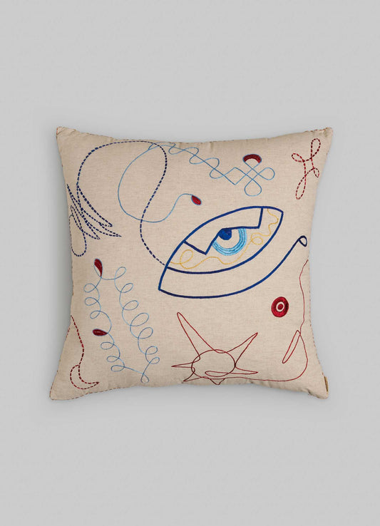 viya evil eye ecru cushion cover