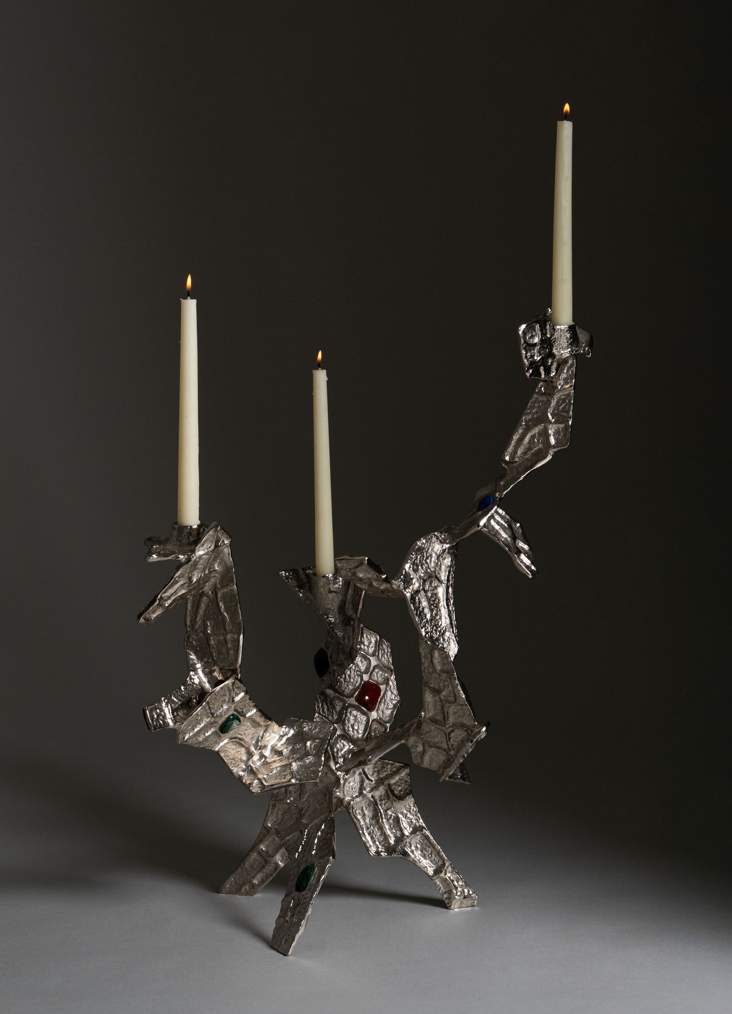 Tutti Frutti Nickel Candelabra