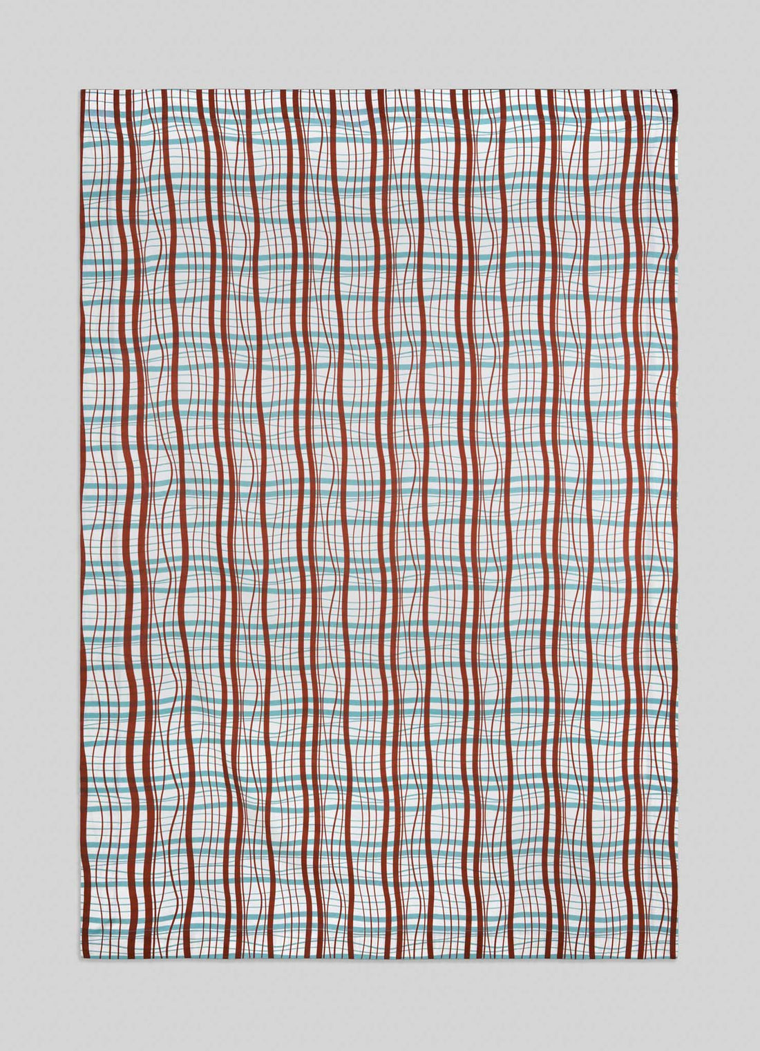 Viya Printed Textile Madras Check Aqua & Rust Table Cloth
