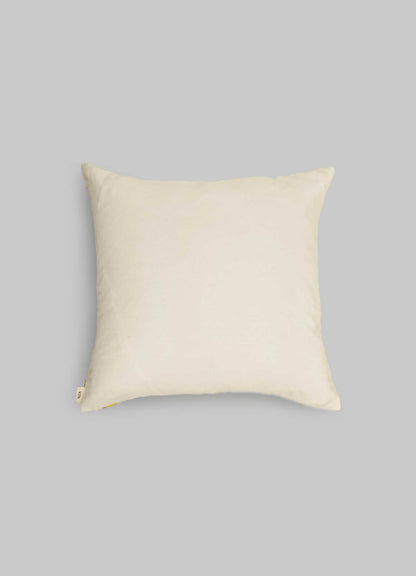 A plain, square, off-white pillow with a smooth cover, set against a light gray background—ideal for pairing with Viya's Tutti Frutti Hand Embroidered Multicolour Cushion Cover (18"x18") for a vibrant look.