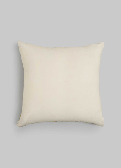 The Viya Tutti Frutti Hand Embroidered Multicolour Cushion Cover 24"x24" adds vibrant charm to your space, perfect for mixing with elegant linens or accenting plain off-white pillows for a stylish, colourful look.